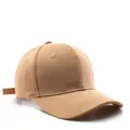 Classic khaki curved brim baseball cap in plain cotton with six-panel design - Khaki