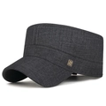Herren Cadet Cap in Dunkelgrau mit quadratischem Metallemblem und Twill-Struktur - Verstellbar / Grau