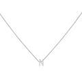 Detailed close-up of polished silver uppercase letter N pendant on a delicate cable chain - Steel N
