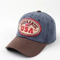 Detalle del bordado de la bandera de USA en gorra de béisbol de estilo vintage - Ajustable 55-60CM / Azul Marino