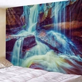 Nature landscape wall tapestry featuring a powerful waterfall for bedroom wall decoration - Deep Forest Waterfall