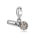 Pendente microfono in argento sterling S925 con zirconi marroni incastonati - Argento 925 / Ciondolo Microfono