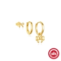 S925 sterling silver gold bow and hoop earring set with high polished finish on white base - 3PCS Gold Set #4 (Bowknot)