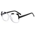 Chic square glasses frame featuring a bold black and white striped pattern on top - Black and White Frame