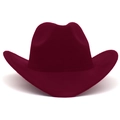 Klassischer weinroter Western-Cowboyhut aus Vintage-Filz mit einer breiten geschwungenen Krempe - M / Burgunderrot