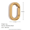 Minimalist oval 18K gold plated stainless steel buckle pendant with 23mm size dimensions - 18K Gold / Style 6 (C9178)