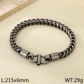 Pulsera de cadena Franco vintage de acero inoxidable con cierre en T, 215mm x 6mm - Negro Mate