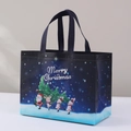 Navy blue non-woven Christmas gift bag with Santa and reindeer cartoon illustration - Christmas Style 29