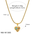 Detailed size specifications of 18K gold-plated heart necklace with colored zircons - Heart Pendant Necklace (NB-N1385)