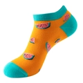 Orange and green low-cut ankle socks with vibrant watermelon fruit pattern print - One Size (36-44) / C41 Orange Green Watermelon