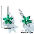 Detail view of lotus zircon earrings showing 2.4cm dimensions and marquise cut stones - Platinum Plated Green Zirconia