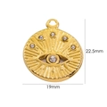 Detailansicht des 14K vergoldeten Evil Eye Anhängers mit Kristallen und Maßen 22,5mm - 22.5x19mm / Gold Böser Blick Weißer Zirkonia