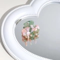 Close-up of pink and green marbled acetate hair claw clip on a heart-shaped mirror - Dark Pink Green