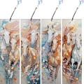 Set di 4 segnalibri fai da te Diamond Painting con motivi di cavalli e ciondoli in cristallo - Stile Cavallo Artistico (SQ-142) / 4 Pezzi/Set (Materiali Opzionali)