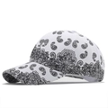 Gorra de béisbol con estampado de cachemir blanco y negro y visera curva para hombres y mujeres - Blanco