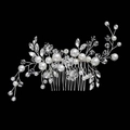 Exquisite bridal hair comb with white pearls and crystals on silver wire - Silver Handmade Artificial Pearl Crystal Hair Comb (HS-J4999)