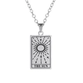 Collar de Tarot en acero inoxidable plateado con colgante rectangular de Sol y cadena - Sol / Color Acero