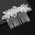 Silver bridal hair comb with marquise crystals and pearls on black stone background - Style A - Hair Comb Silver