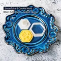 Hexagon snowflake cookie cutter mold set with 3.3x3.8cm white plastic stamper and frame - Small Snowflake
