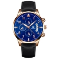 Black Strap Rose Gold Case Blue Dial Rose Gold Hands