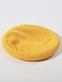 Classic yellow breathable knit linen beret hat with detailed texture for women - Adjustable / Ginger Yellow