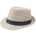 Klassischer Herren-Strohhut in Khaki mit schwarzem Band für sommerliche Tage - 58cm / Khaki