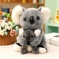 Cute mother and baby koala plush toy in soft dark grey faux fur for kids comfort - 28cm / Mother-Son Set / Gray