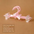 Pink pearl baby trouser hanger with bowknot and transparent clips, 24.5x11.5cm - Pants Rack (Kids) / Pink