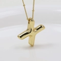 Detail of chubby golden letter X bubble pendant necklace with beaded curb chain - Letter X (Necklace)