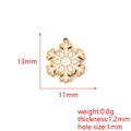 Detailed dimensions of 18K gold plated snowflake pendant with precise measurements - 21#