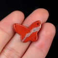 Natural Red Jasper butterfly pendant charm with white veins and pre-drilled hole for DIY - Red Jasper
