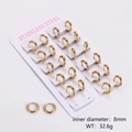 Detailed view of 8mm gold stainless steel hoop earrings with weight and size specs - 2.5mm Wire 8mm Inner Diameter / Gold
