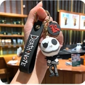 3D Jack Skellington Schlüsselanhänger mit schwarzem Silikonband und Buchstaben K Anhänger - B218-1 Skullman Jack / Groß