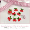 Sparkling cherry-shaped nail art charms in ice-clear red resin with glitter, set of 10 - Cherry