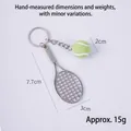 Fluorescent yellow tennis ball keychain with silver metal racket sport souvenir - 2cm Small Light Green Tennis Ball + Silver Racket