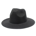 Gros plan sur la texture tressée en spirale d'un chapeau de soleil noir à bords larges - M(56-58cm) / Noir
