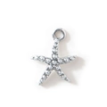 Ciondolo stella marina d'argento con cristalli per creazione di gioielli fai da te - 14x11mm / Stella Marina Grande Placcata Argento