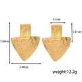Golden titanium steel earrings featuring hammer-textured triangle and rectangle design - Gold Hammered Triangle Style