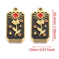 Schwarzer Tarot-Anhänger mit goldenen Mond- und Rosenmustern, Größe 25,5x13mm für Schmuck DIY - Stil C