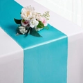 Elegant tiffany blue satin table runner with a smooth glossy finish for wedding decor - Lake Blue / 30cm*275cm