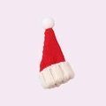 Dettaglio di un mini cappello di Natale in maglia rosso e bianco per decorare torte - Cappello di Natale a Maglia Appuntito 1PZ