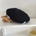 Béret tissé noir classique avec étiquette en tissu minimaliste pour le style d'été féminin - 56-59cm / Noir