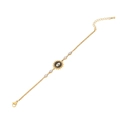 Gouden armband met Evil Eye zonnehanger en witte zirkonia op een minimalistische witte basis - Boze Oog Zon Stijl (2#)