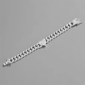 Bracelet à mailles cubaines argenté avec pendentif cœur glacé et strass brillants - 8 pouces (20cm) / Argenté