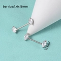 Detail of silver nipple rings with 1.6x16mm bar size and teardrop zircon crystals - Water Drop Zirconia
