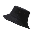 Close-up of black cotton bucket hat with breathable metal eyelets and reinforced stitching - M (56-58cm) / Black