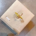 Minimalist 18K gold plated bow ring with round Fu character pendant for women - Fortune Fu Ring (Fixed) Adjustable