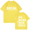 Bright yellow Mother's Day t-shirt featuring humorous Bruh and Mom life typography - XS / Yellow