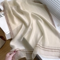 Champagne silk wool blend scarf with elegant metallic glitter border for women - Beige