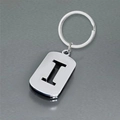 Polished silver stainless steel keychain with cutout letter I pendant for bags - Polished Alphabet Letter I